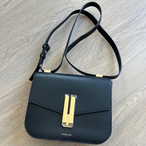 DeMellier The Vancouver Crossbody Bag Smooth Black with Gold Accents